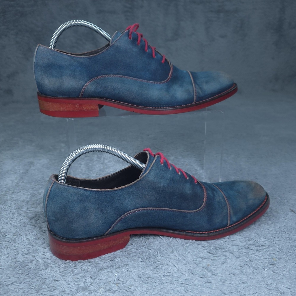 Donald J Pliner Ember I20 Shoes Mens Size 9.5 Blue Suede Cap Toe Derby Dress